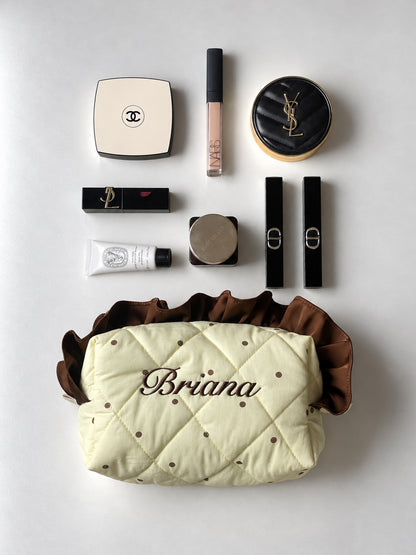 Makeup Pouch - Honey Dots - Custom Name