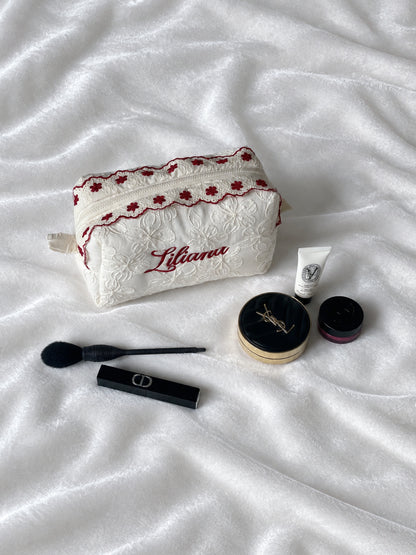 Makeup Pouch - Ivory Garden - Custom Name