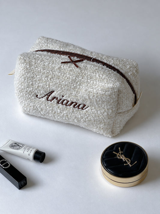 Makeup Pouch - Vanilla Cream - Custom Name