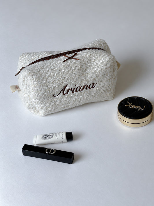 Makeup Pouch - Vanilla Cream - Custom Name