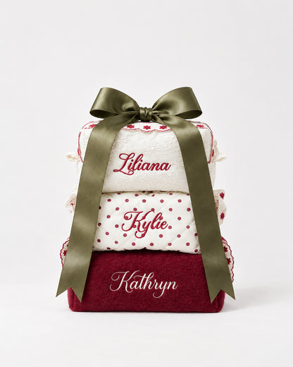 Makeup Pouch - Velvet Ruffle - Custom Name