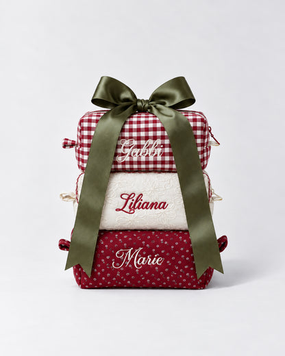Makeup Pouch - Ivory Garden - Custom Name
