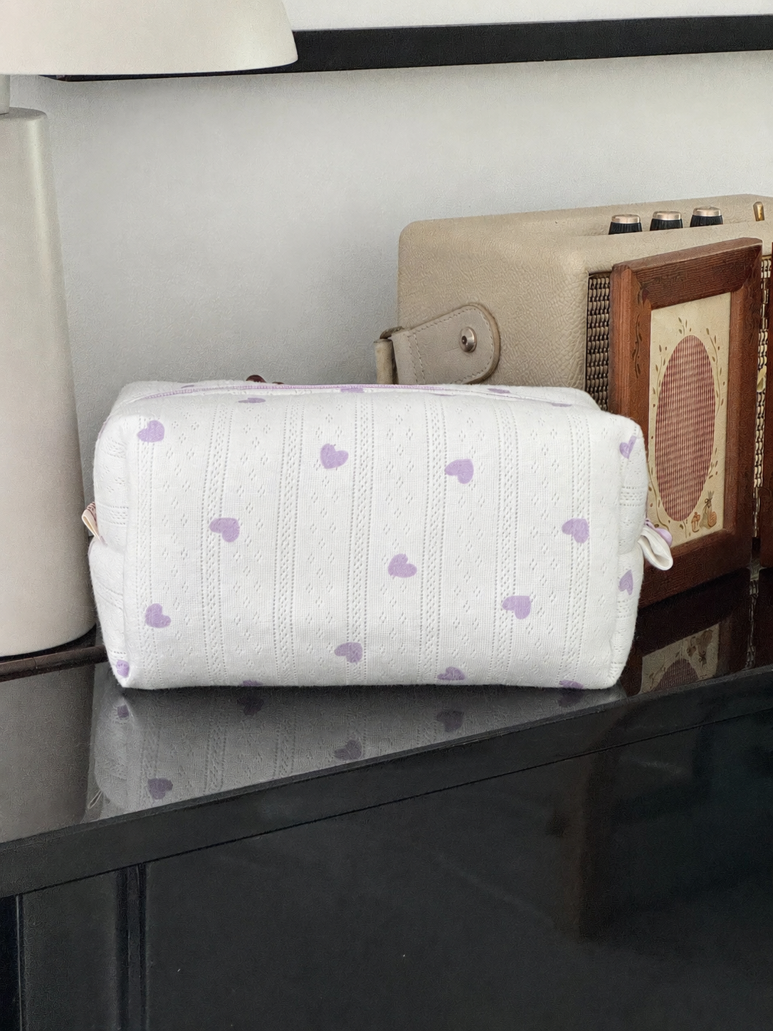 Makeup Pouch - Lavender Hearts