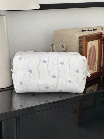 Makeup Pouch - Lavender Hearts