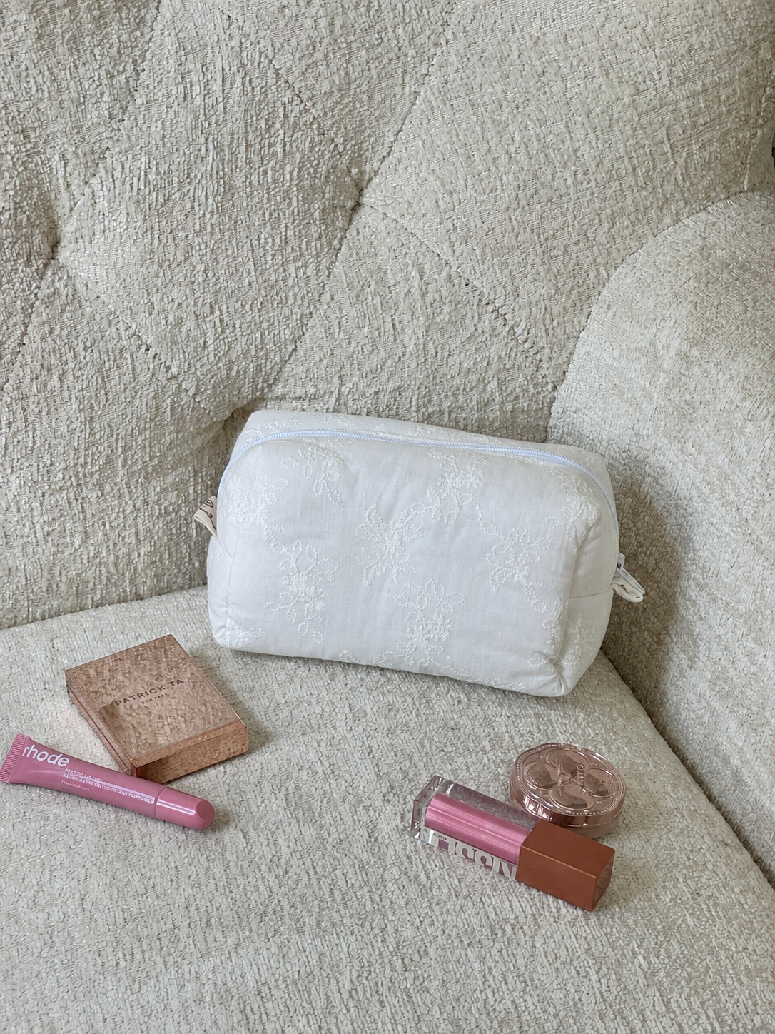Makeup Pouch - White Bloom