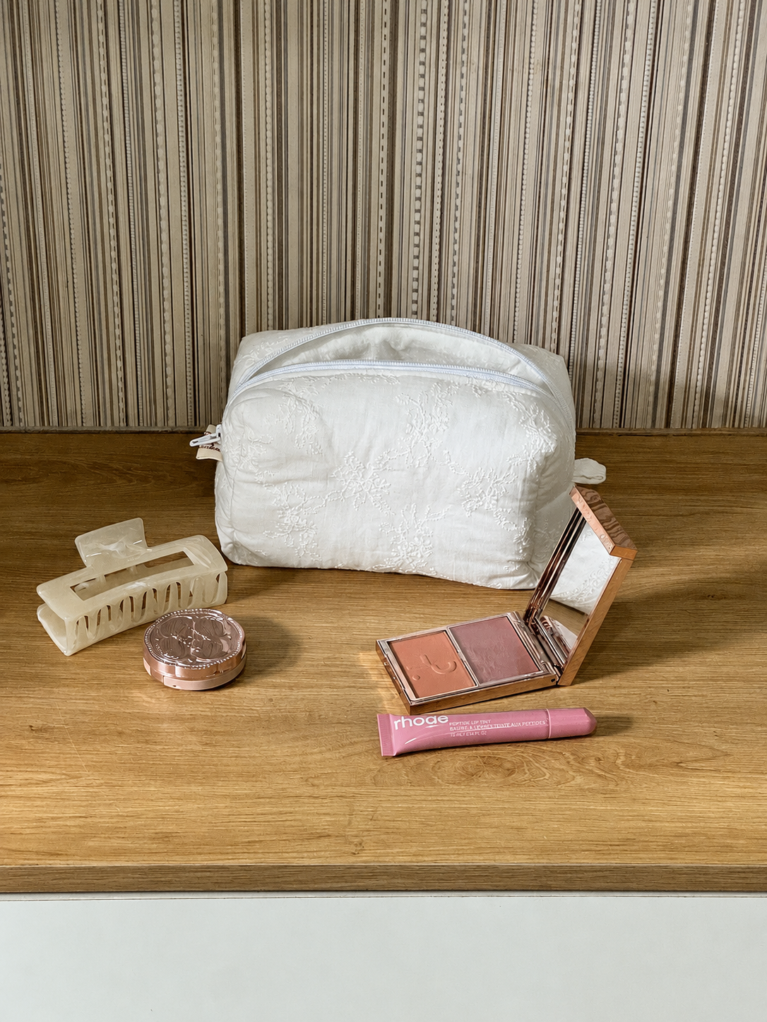 Makeup Pouch - White Bloom