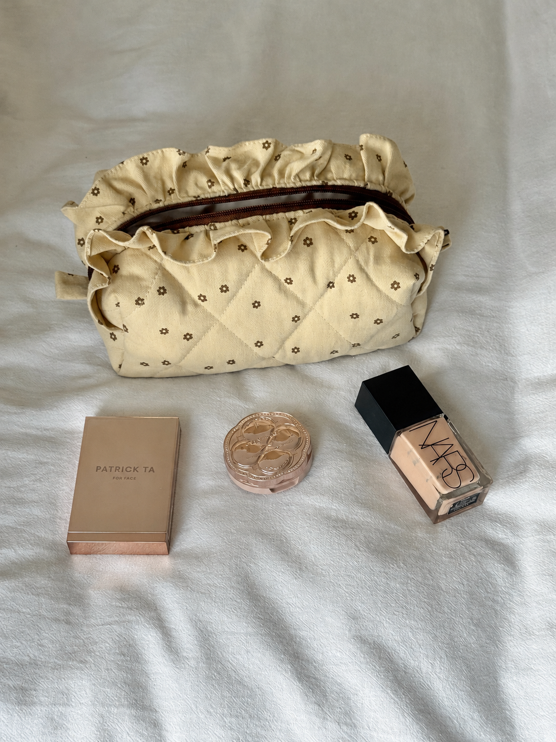 Makeup Pouch - Cappuccino Ruffle