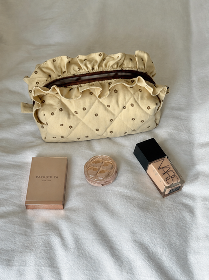 Makeup Pouch - Cappuccino Ruffle