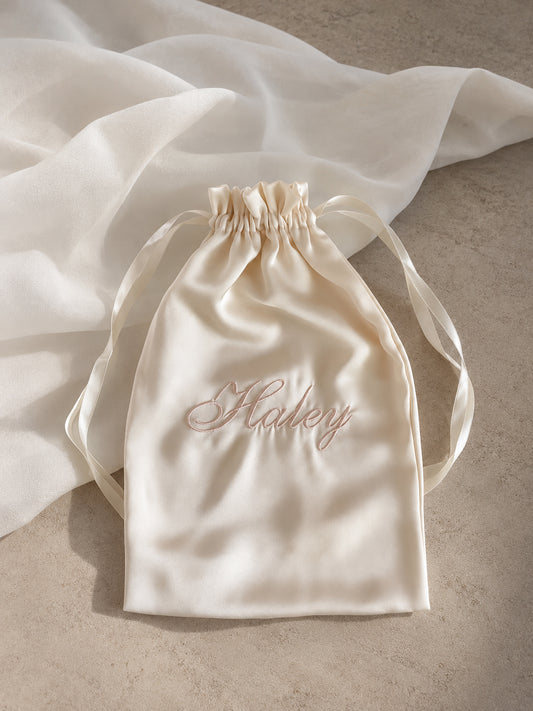 Satin Drawstring Bag - Custom Name