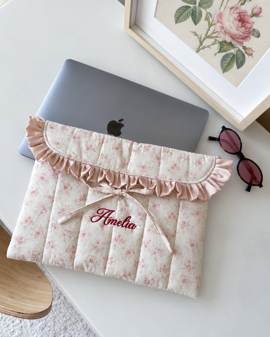 Laptop Sleeve - Poetic Bloom Ruffle - Custom Name