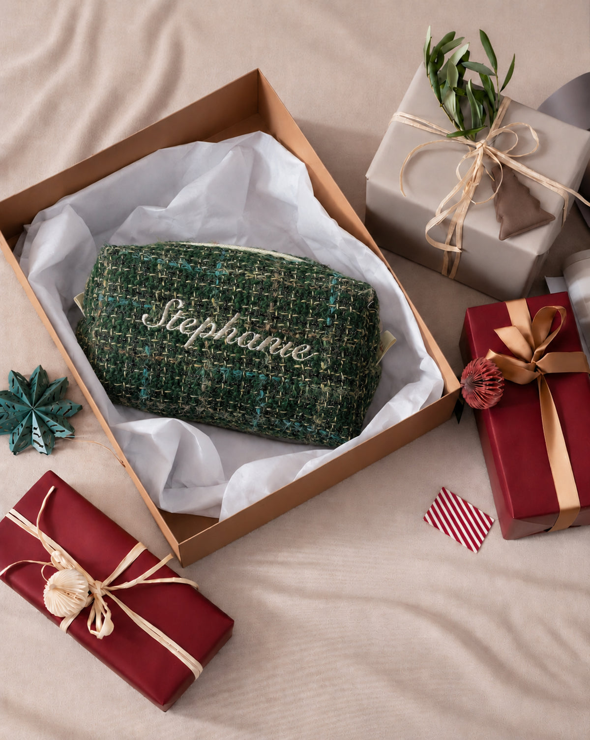 Makeup Pouch - Evergreen - Custom Name