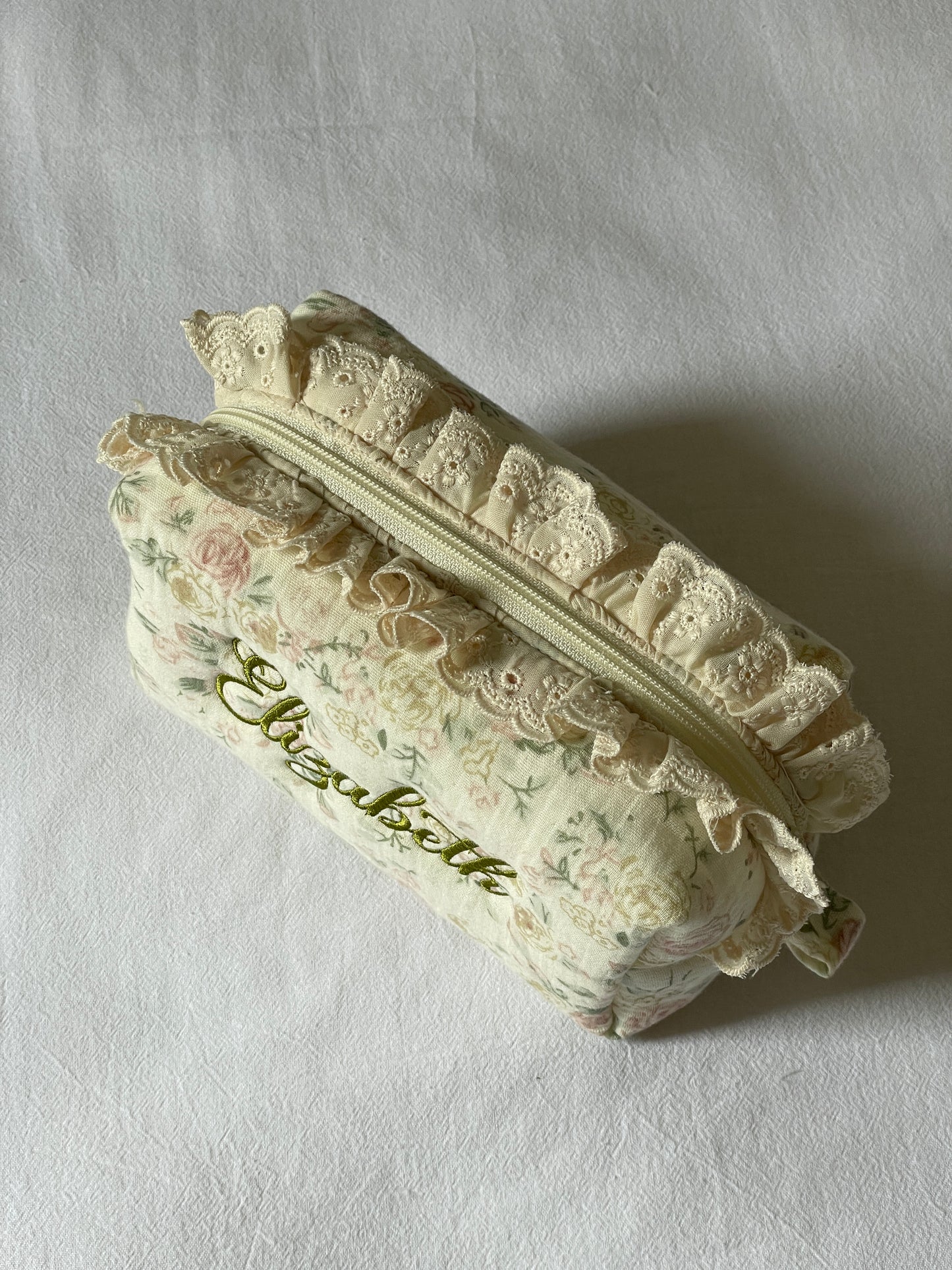 Makeup Pouch - Vintage Rose - Custom Name