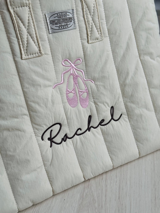 Personalized Cream Laptop Sleeve with Ballet Shoe Embroidery & Name - 13 inches