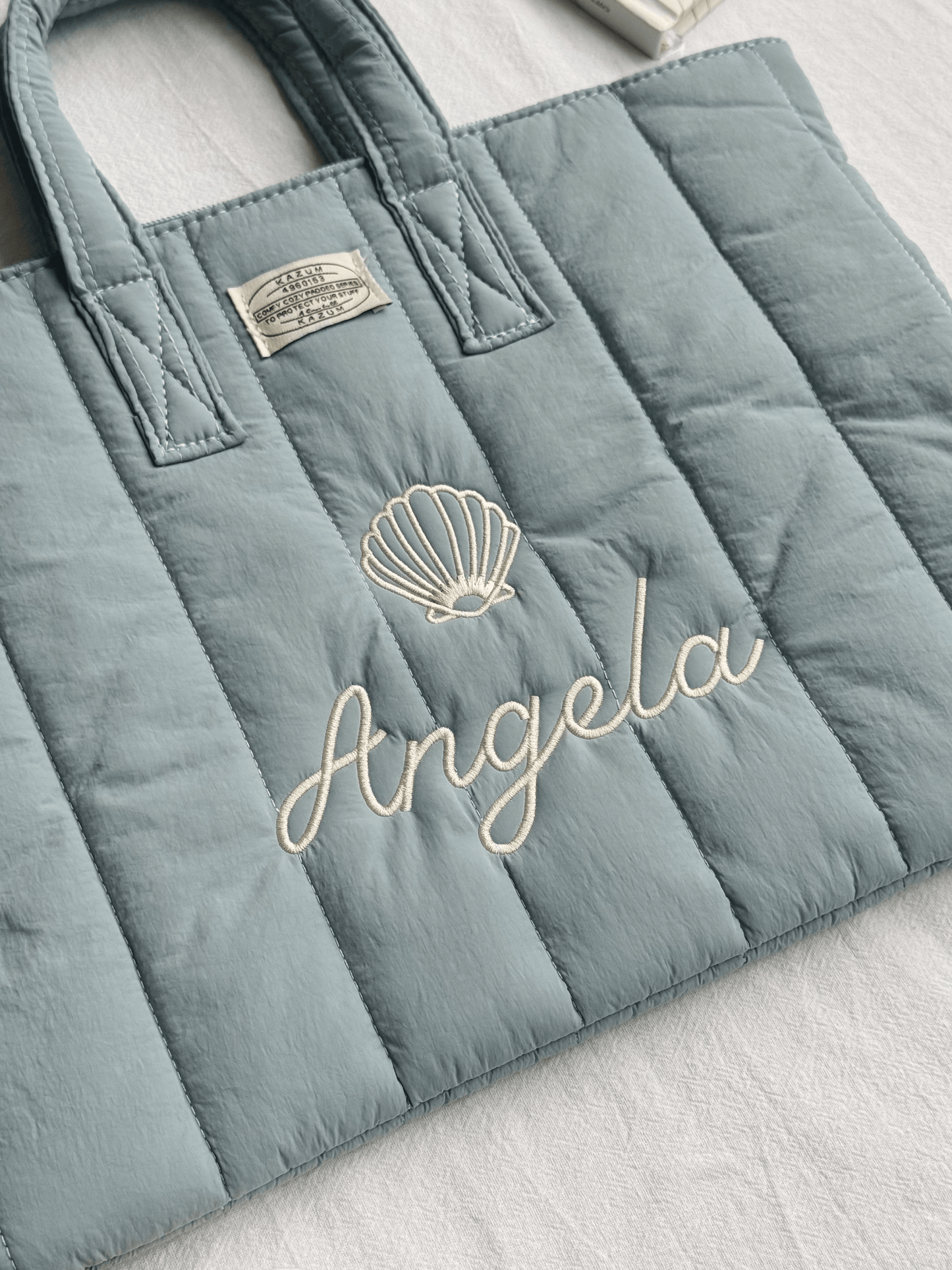 Personalized Blue Laptop Sleeve with Embroidered Name & Seashell - 13 inches