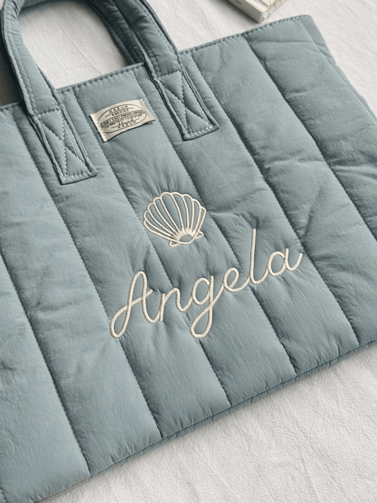 Personalized Blue Laptop Sleeve with Embroidered Name & Seashell - 13 inches