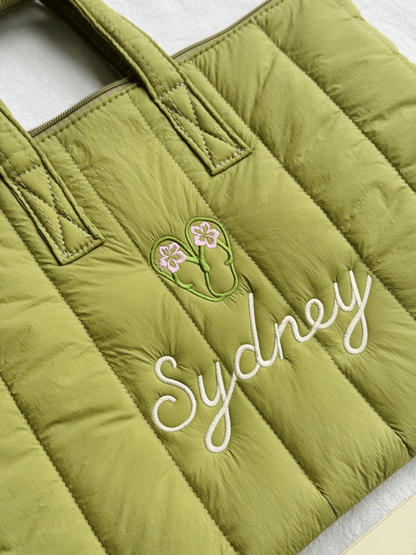 Personalized Olive Green Laptop Sleeve with Embroidered Name - 13 inches