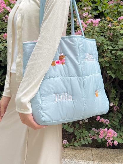 Personalized Puffer Shoulder Bag with Embroidered Name & Text - 18x15 inches