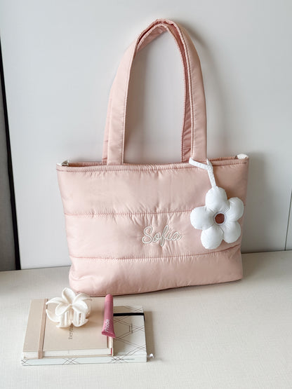Personalized Puffer Shoulder Bag with Embroidered Name - 16x12 inches