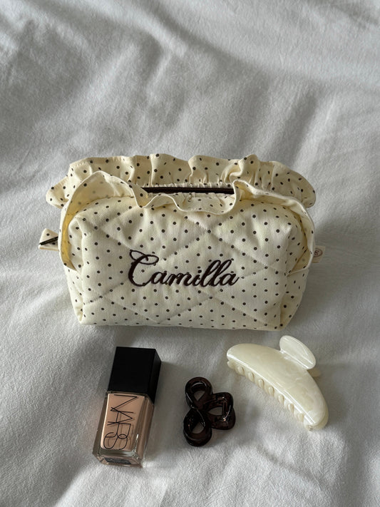 Makeup Pouch - Polka 2 - Custom Name