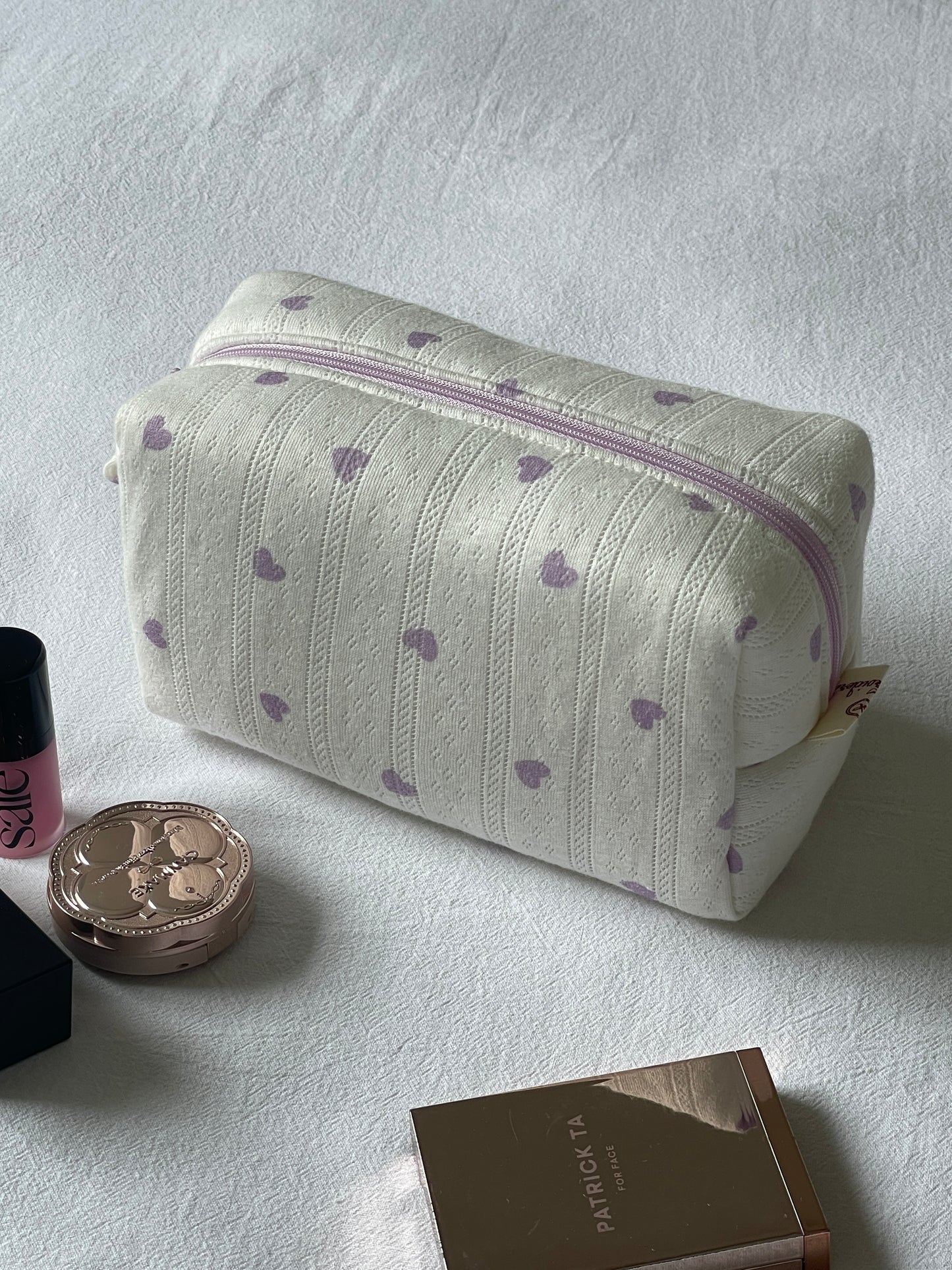 Makeup Pouch - Lavender Hearts