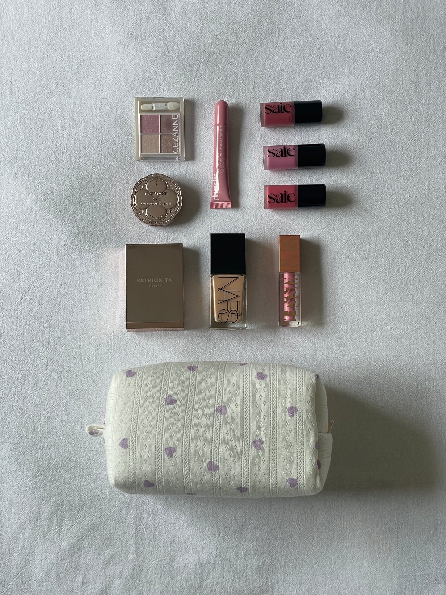 Makeup Pouch - Lavender Hearts