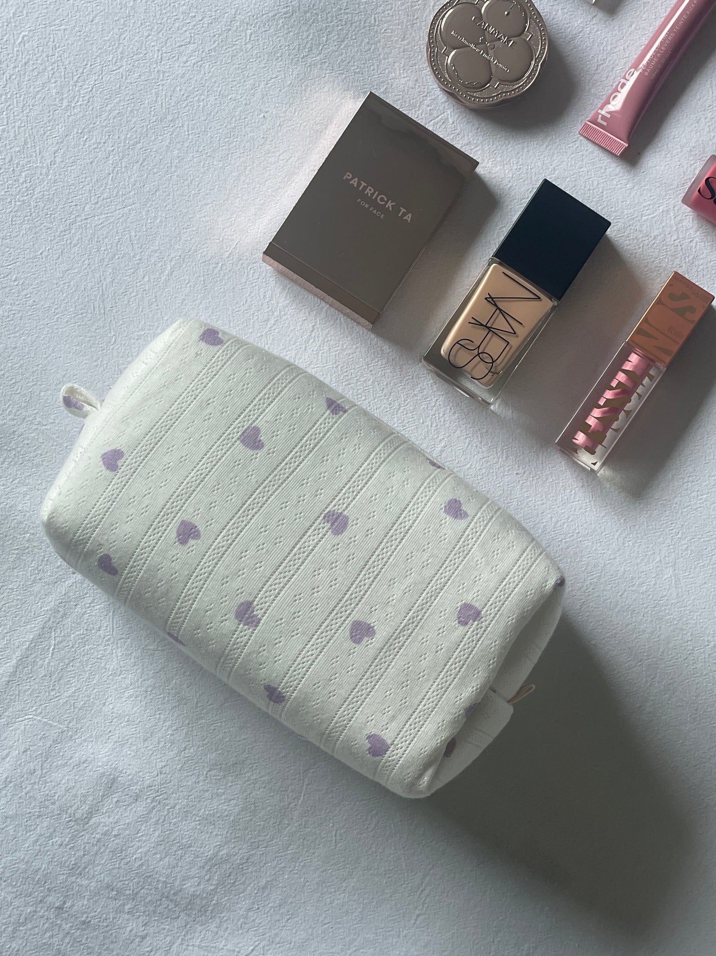 Makeup Pouch - Lavender Hearts