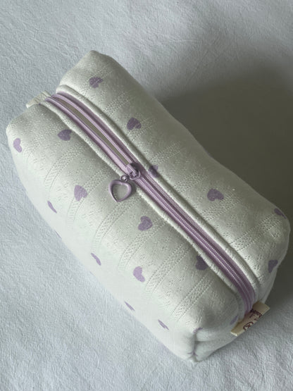 Makeup Pouch - Lavender Hearts