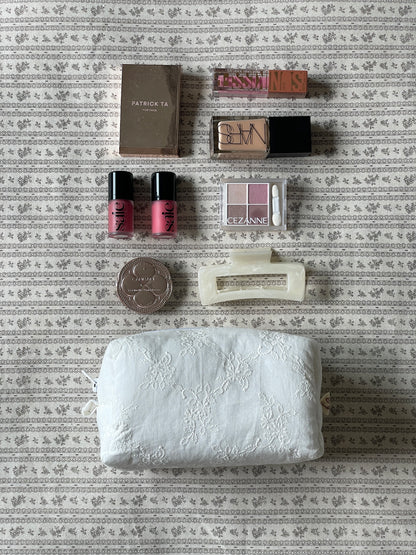 Makeup Pouch - White Bloom