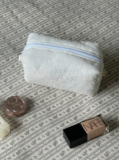 Makeup Pouch - White Bloom