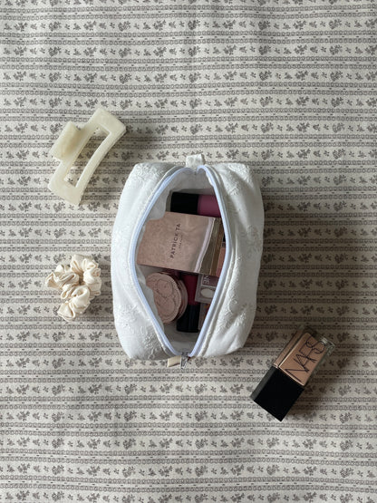 Makeup Pouch - White Bloom