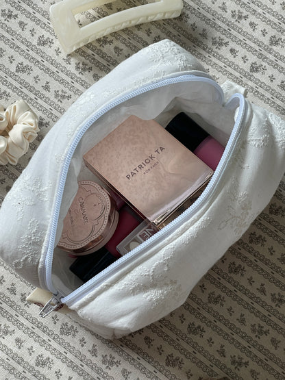 Makeup Pouch - White Bloom
