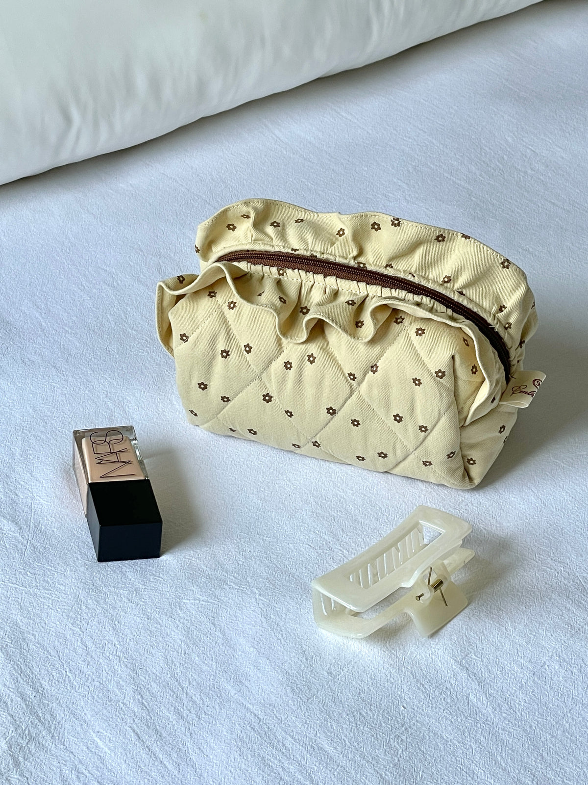 Makeup Pouch - Cappuccino Ruffle