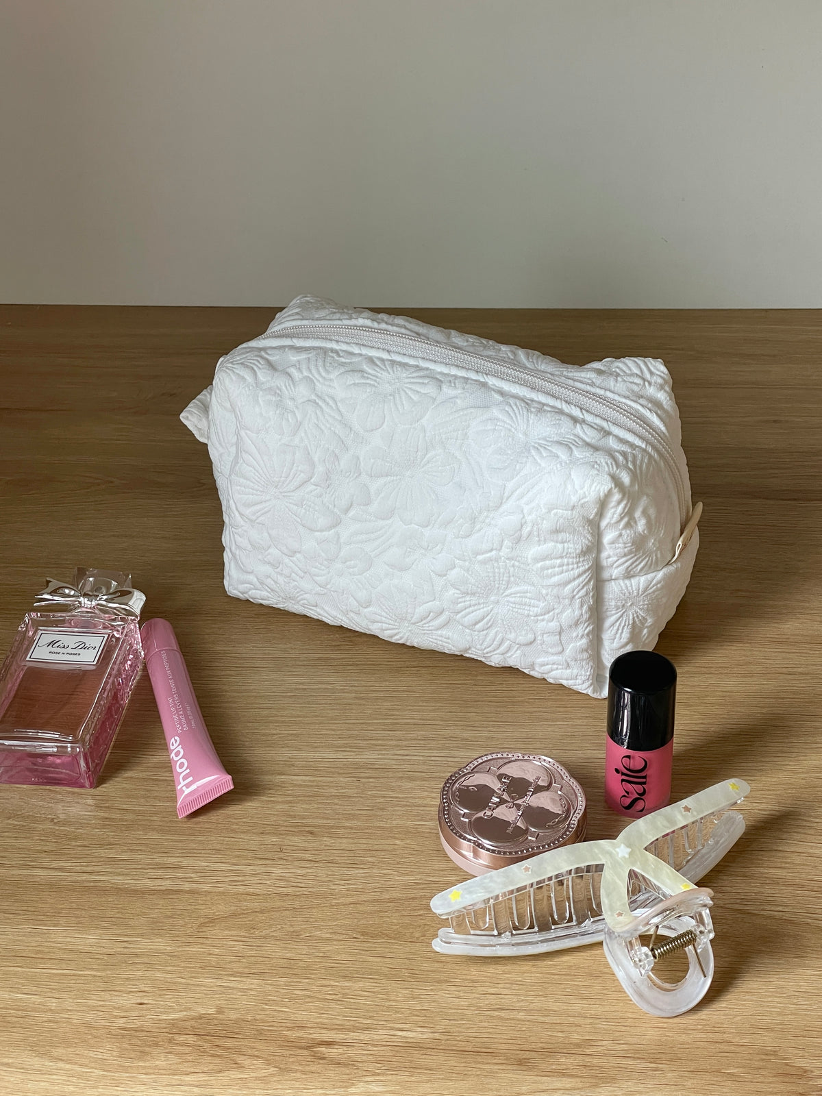 Makeup Pouch - White Garden