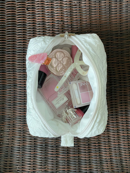 Makeup Pouch - White Garden