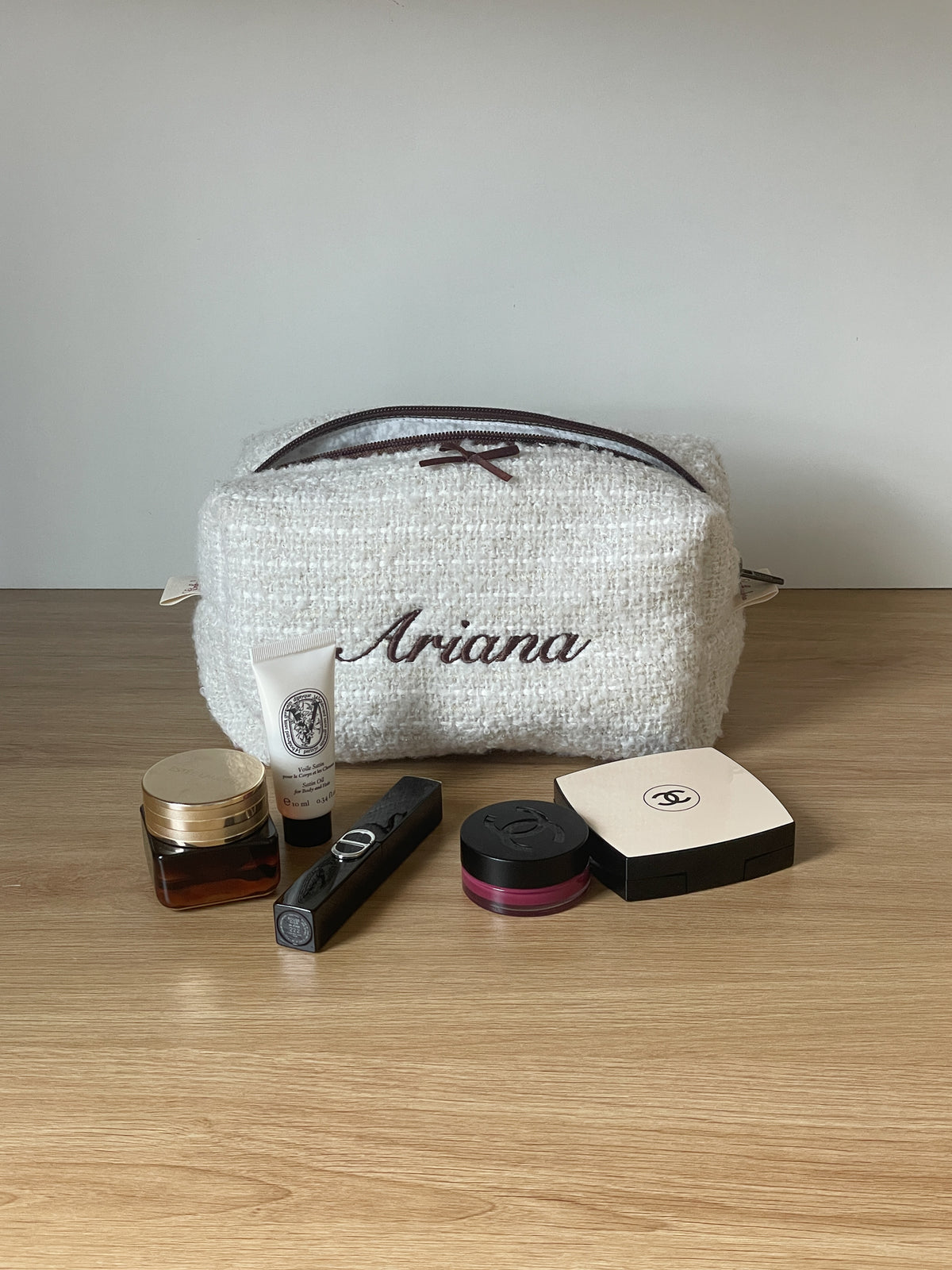 Makeup Pouch - Vanilla Cream - Custom Name