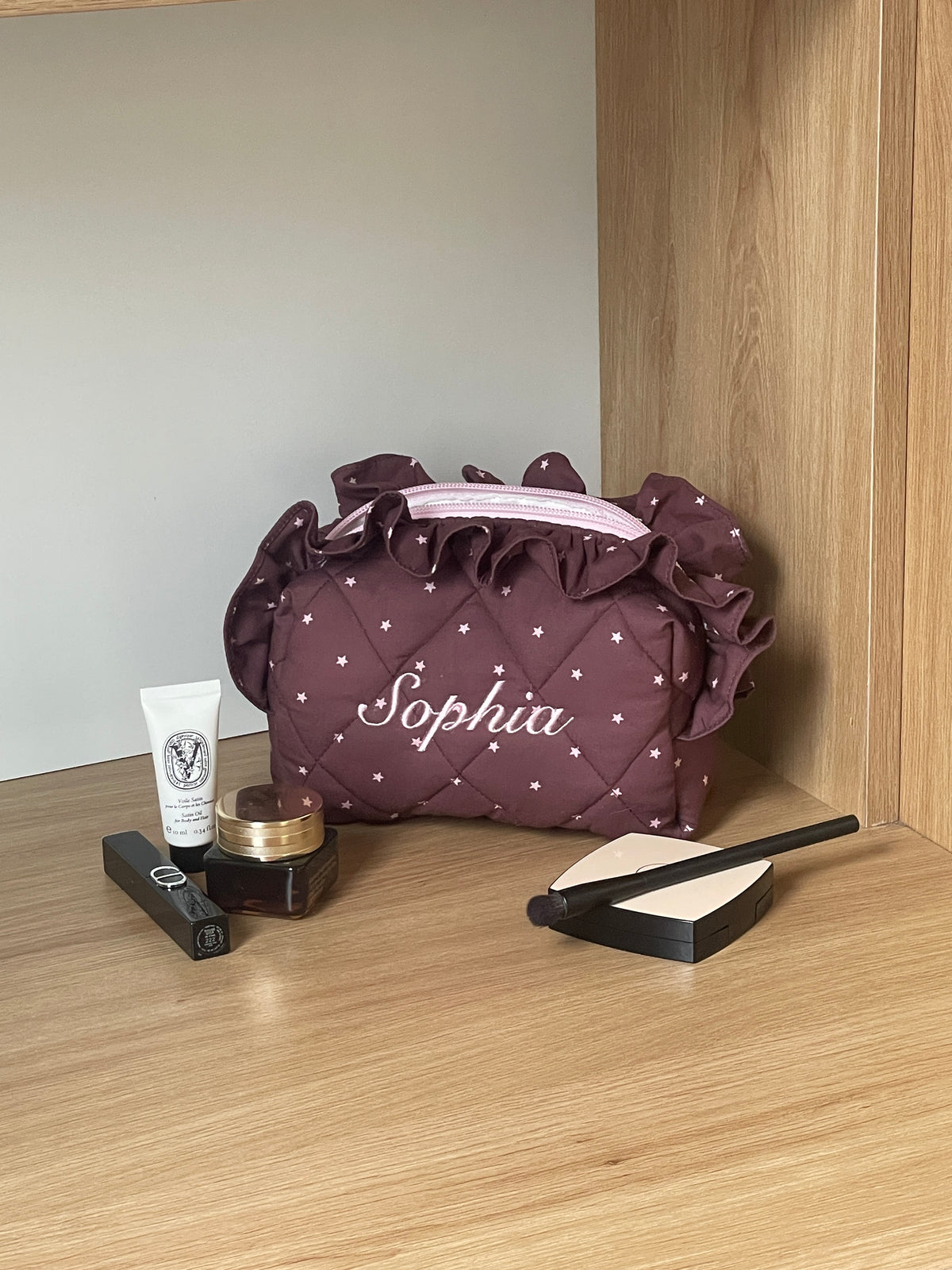 Makeup Pouch - Celestial Ruffle - Custom Name