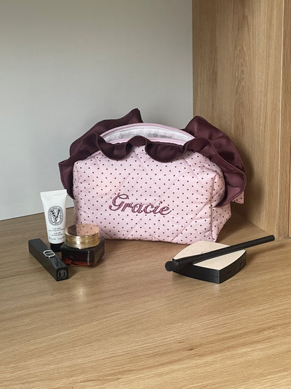 Makeup Pouch - Blush Ruffle  - Custom Name