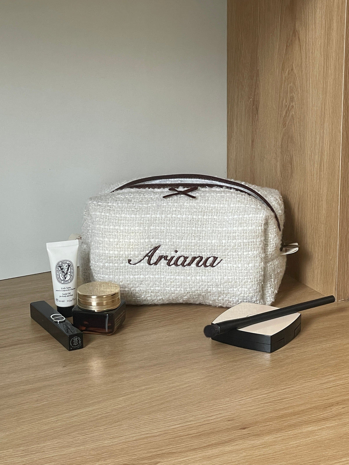 Makeup Pouch - Vanilla Cream - Custom Name