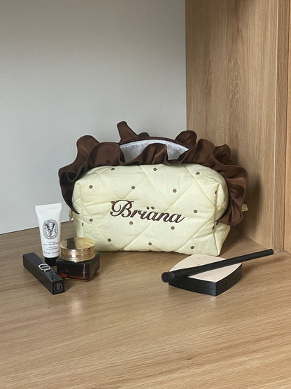 Makeup Pouch - Honey Dots - Custom Name
