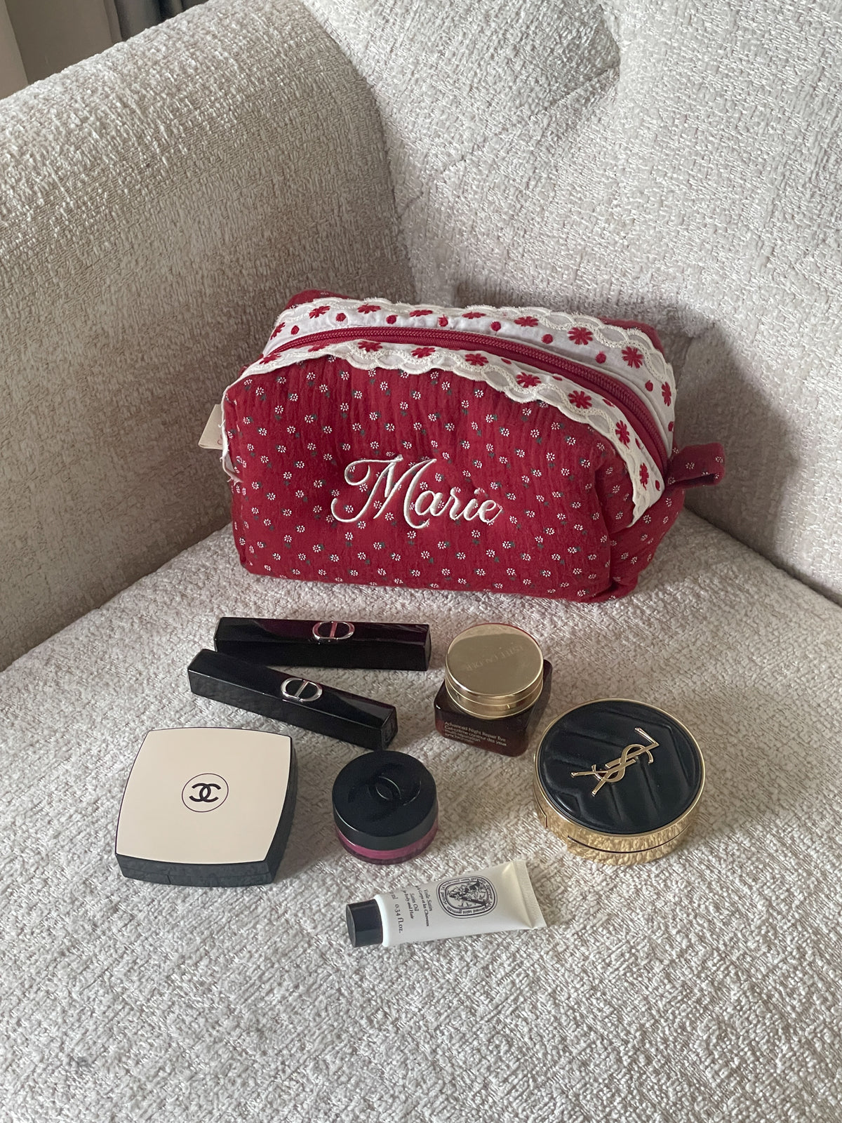 Makeup Pouch - Vintage Berry - Custom Name