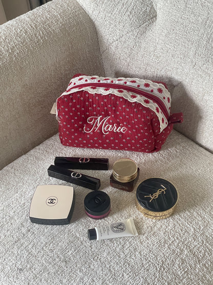 Makeup Pouch - Vintage Berry - Custom Name