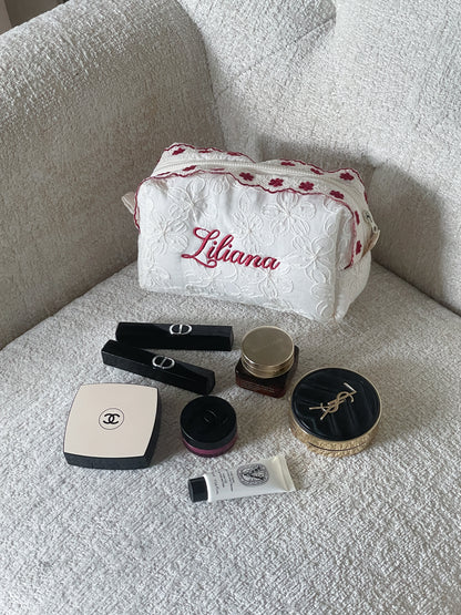 Makeup Pouch - Ivory Garden - Custom Name