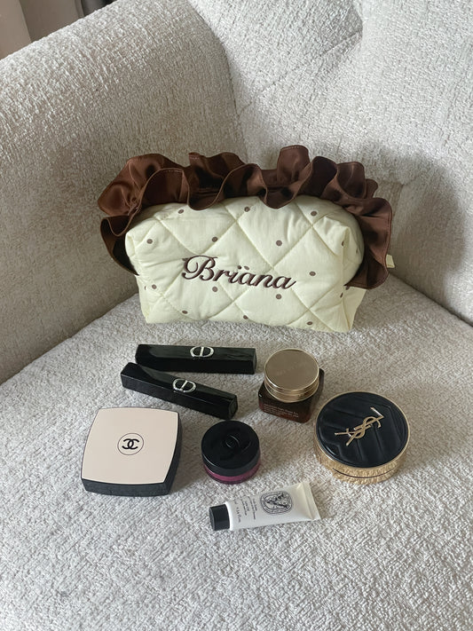 Makeup Pouch - Honey Dots - Custom Name