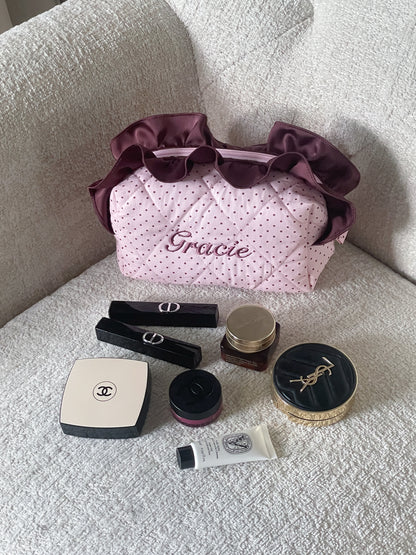 Makeup Pouch - Blush Ruffle  - Custom Name