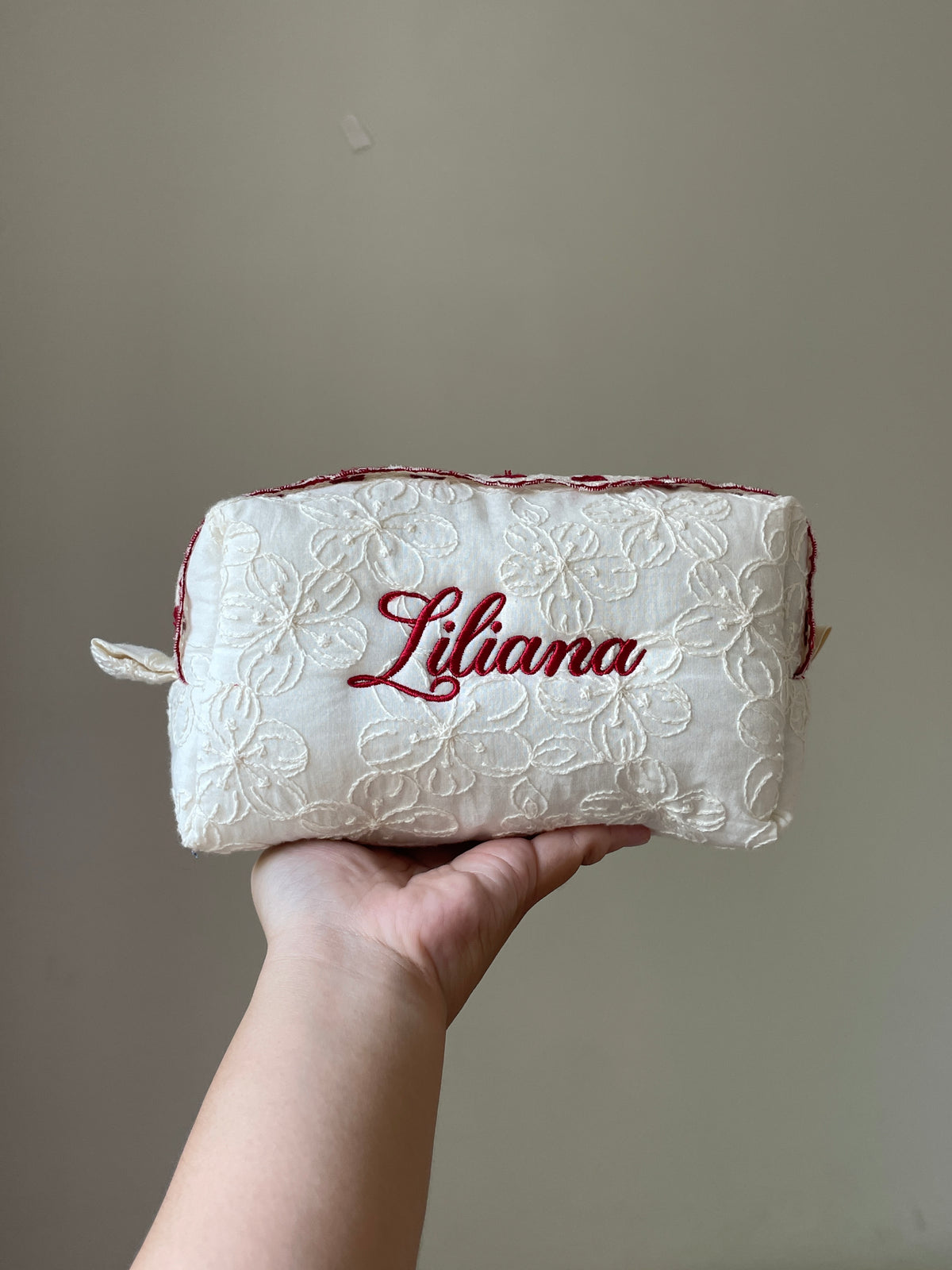 Makeup Pouch - Ivory Garden - Custom Name