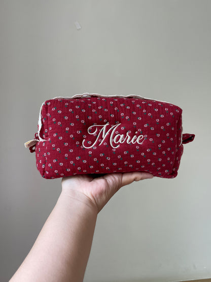 Makeup Pouch - Vintage Berry - Custom Name