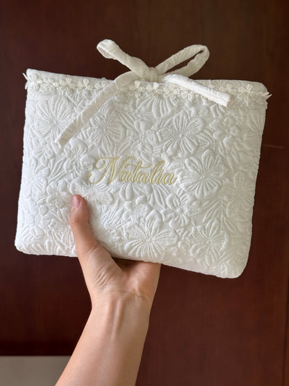 Book Sleeve - White Garden - Custom Name