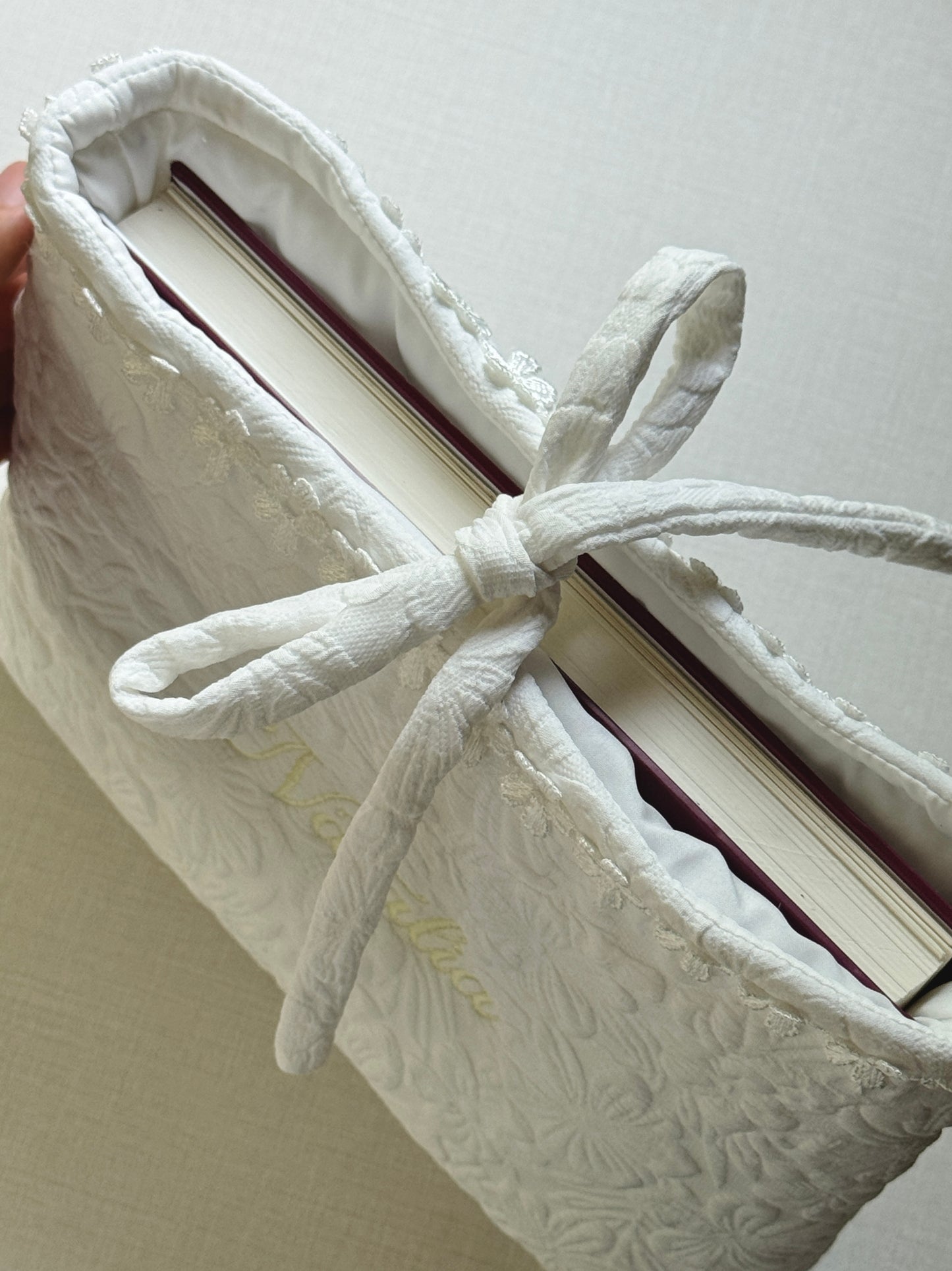 Book Sleeve - White Garden - Custom Name