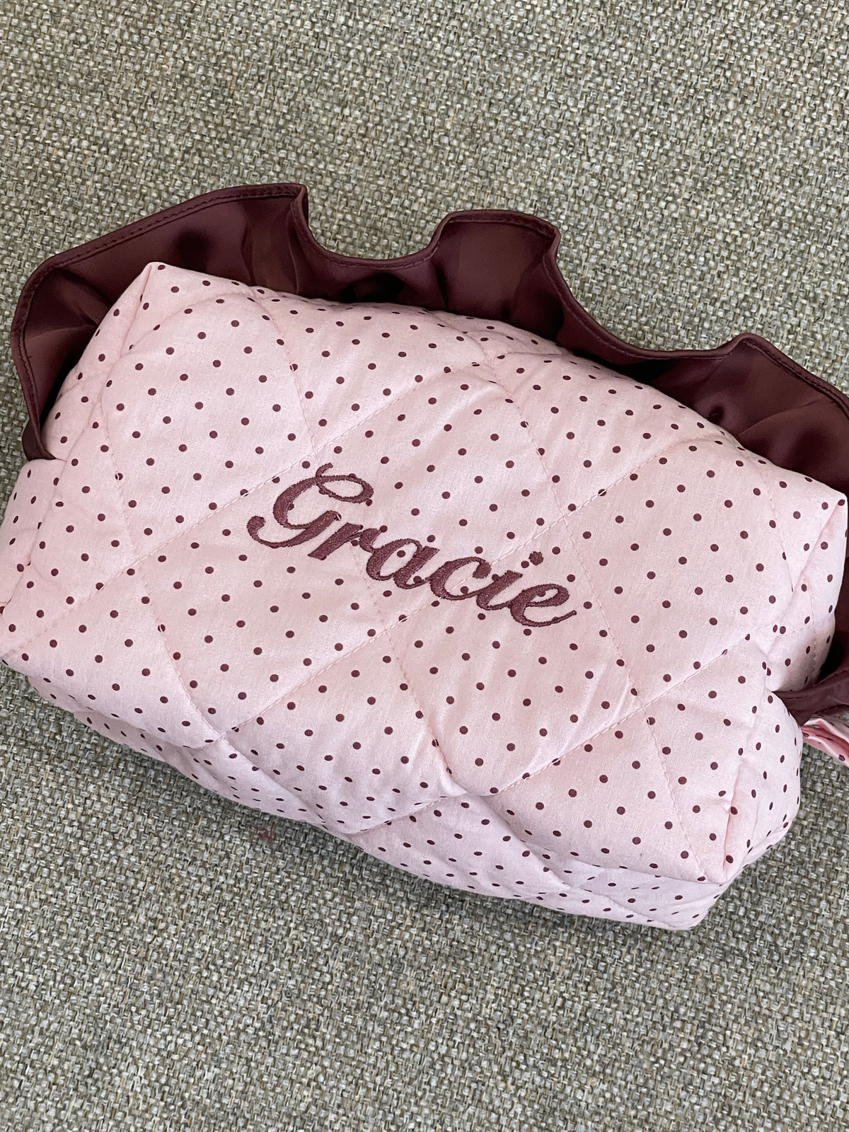 Makeup Pouch - Blush Ruffle  - Custom Name