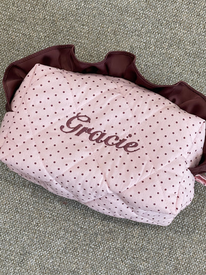 Makeup Pouch - Blush Ruffle  - Custom Name